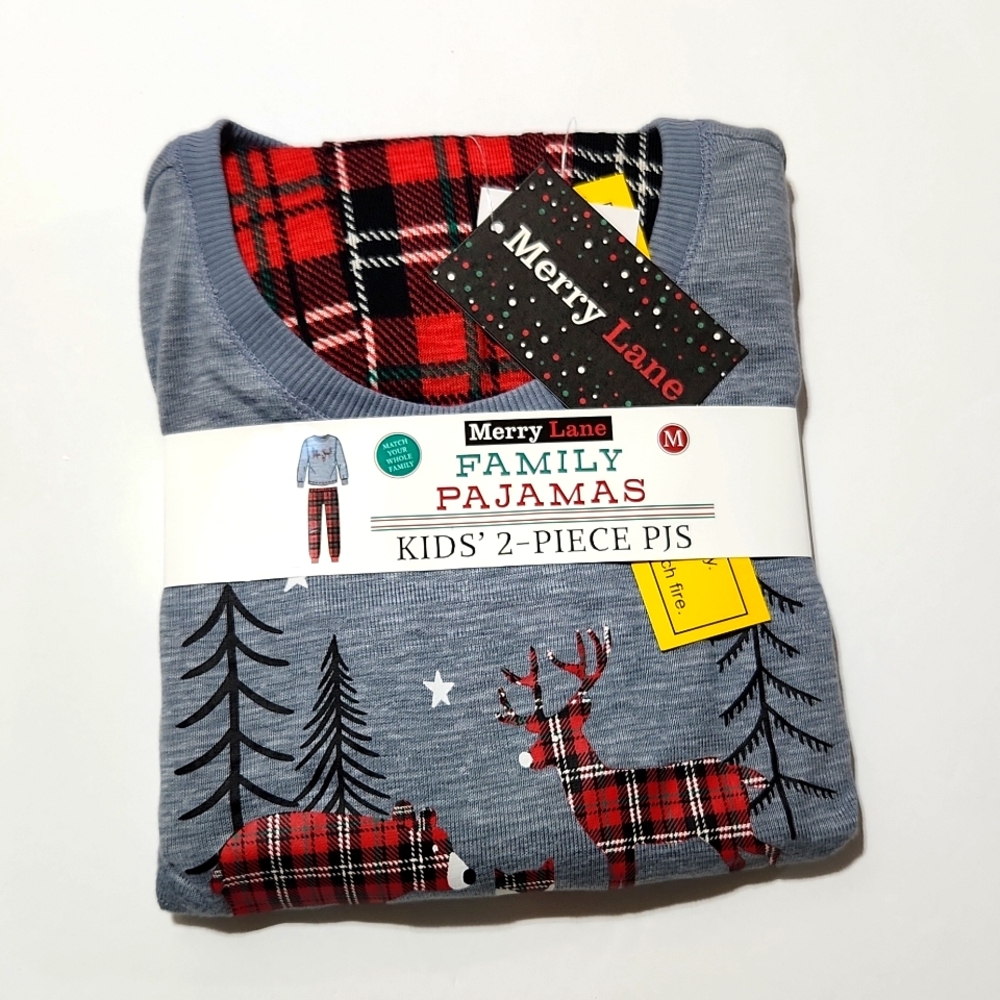 Merry Lane Kid's (M) 2 Piece Pajama Set Deer Bear Fox